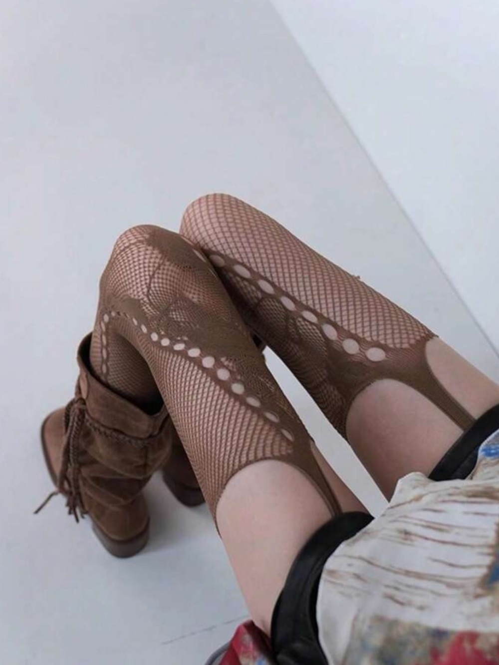 Stylish Brown Fishnet tights  - Women's Accessories